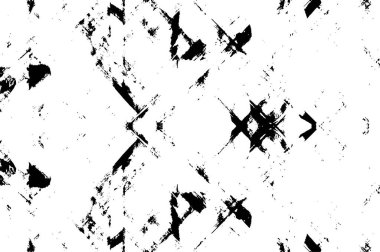 Grunge siyah beyaz desen. Monokrom parçacıkları soyut doku. Çatlakların, sürtünmelerin, çiplerin, lekelerin, mürekkep lekelerinin geçmişi. Koyu tasarım arka plan yüzeyi. 