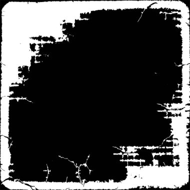 Grunge üst üste biniyor. Soyut siyah-beyaz vektör arkaplanı. Çatlak, leke ve noktalarda kirli desenli tek renkli klasik yüzey. Karanlık korku tarzında eski bir duvar.