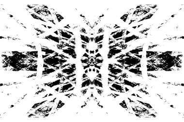 Grunge üst üste biniyor. Soyut siyah-beyaz vektör arkaplanı. Çatlak, leke ve noktalarda kirli desenli tek renkli klasik yüzey. Karanlık korku tarzında eski bir duvar.