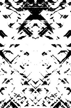 Grunge üst üste biniyor. Soyut siyah-beyaz vektör arkaplanı. Çatlak, leke ve noktalarda kirli desenli tek renkli klasik yüzey. Karanlık korku tarzında eski bir duvar.