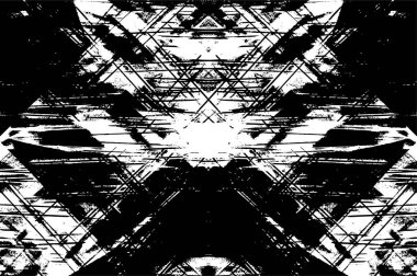 Grunge üst üste biniyor. Soyut siyah-beyaz vektör arkaplanı. Çatlak, leke ve noktalarda kirli desenli tek renkli klasik yüzey. Karanlık korku tarzında eski bir duvar.