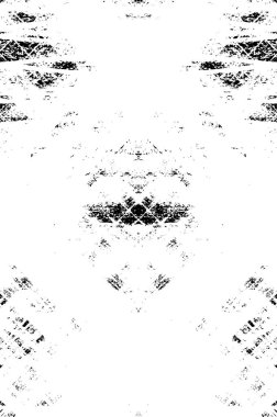 Grunge üst üste biniyor. Soyut siyah-beyaz vektör arkaplanı. Çatlak, leke ve noktalarda kirli desenli tek renkli klasik yüzey. Karanlık korku tarzında eski bir duvar.