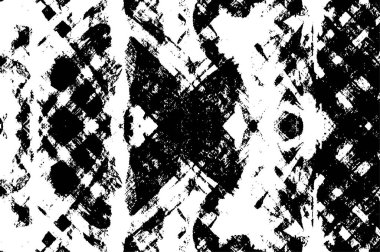 Grunge üst üste biniyor. Soyut siyah-beyaz vektör arkaplanı. Çatlak, leke ve noktalarda kirli desenli tek renkli klasik yüzey. Karanlık korku tarzında eski bir duvar.
