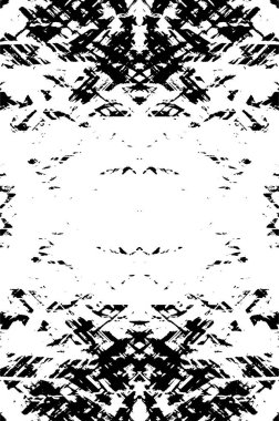 Grunge üst üste biniyor. Soyut siyah-beyaz vektör arkaplanı. Çatlak, leke ve noktalarda kirli desenli tek renkli klasik yüzey. Karanlık korku tarzında eski bir duvar.