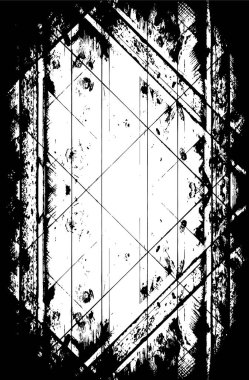 Grunge üst üste biniyor. Soyut siyah-beyaz vektör arkaplanı. Çatlak, leke ve noktalarda kirli desenli tek renkli klasik yüzey. Karanlık korku tarzında eski bir duvar.