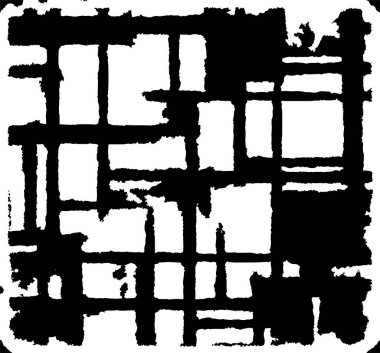 Grunge üst üste biniyor. Soyut siyah-beyaz vektör arkaplanı. Çatlak, leke ve noktalarda kirli desenli tek renkli klasik yüzey. Karanlık korku tarzında eski bir duvar.