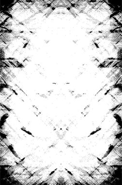 Grunge üst üste biniyor. Soyut siyah-beyaz vektör arkaplanı. Çatlak, leke ve noktalarda kirli desenli tek renkli klasik yüzey. Karanlık korku tarzında eski bir duvar.