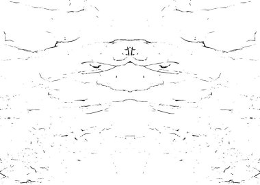 Grunge üst üste biniyor. Soyut siyah-beyaz vektör arkaplanı. Çatlak, leke ve noktalarda kirli desenli tek renkli klasik yüzey. Karanlık korku tarzında eski bir duvar.