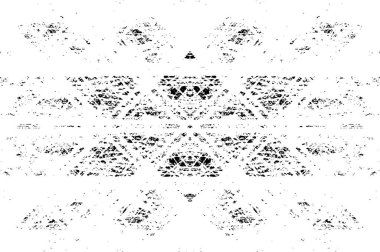 Grunge üst üste biniyor. Soyut siyah-beyaz vektör arkaplanı. Çatlak, leke ve noktalarda kirli desenli tek renkli klasik yüzey. Karanlık korku tarzında eski bir duvar.