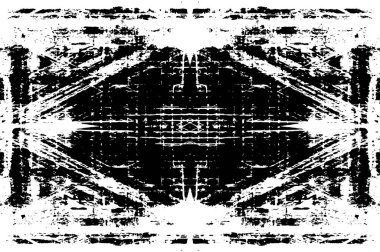 Grunge üst üste biniyor. Soyut siyah-beyaz vektör arkaplanı. Çatlak, leke ve noktalarda kirli desenli tek renkli klasik yüzey. Karanlık korku tarzında eski bir duvar.