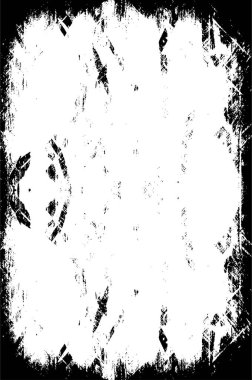 Grunge üst üste biniyor. Soyut siyah-beyaz vektör arkaplanı. Çatlak, leke ve noktalarda kirli desenli tek renkli klasik yüzey. Karanlık korku tarzında eski bir duvar.