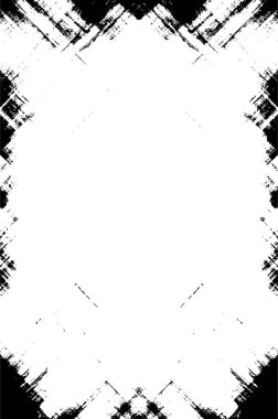 Grunge üst üste biniyor. Soyut siyah-beyaz vektör arkaplanı. Çatlak, leke ve noktalarda kirli desenli tek renkli klasik yüzey. Karanlık korku tarzında eski bir duvar.