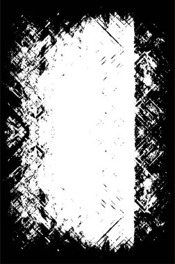 Grunge üst üste biniyor. Soyut siyah-beyaz vektör arkaplanı. Çatlak, leke ve noktalarda kirli desenli tek renkli klasik yüzey. Karanlık korku tarzında eski bir duvar.