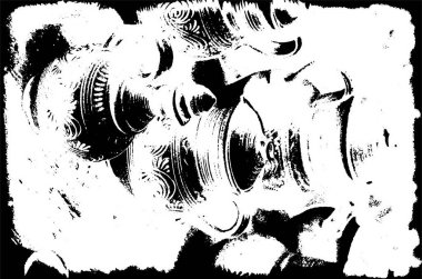 Vektör grunge dokusu. Siyah beyaz arka plan. Soyut monokrom resim koyu tonlarda solmuş bir efekt içerir