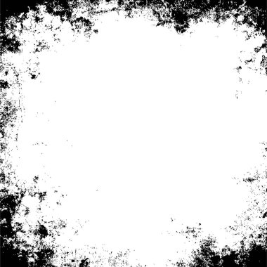 Grunge üst üste biniyor. Soyut siyah-beyaz vektör arkaplanı. Çatlak, leke ve noktalarda kirli desenli tek renkli klasik yüzey. Karanlık korku tarzında eski bir duvar.
