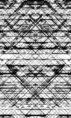 Grunge üst üste biniyor. Soyut siyah-beyaz vektör arkaplanı. Çatlak, leke ve noktalarda kirli desenli tek renkli klasik yüzey. Karanlık korku tarzında eski bir duvar.