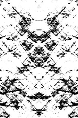 Grunge üst üste biniyor. Soyut siyah-beyaz vektör arkaplanı. Çatlak, leke ve noktalarda kirli desenli tek renkli klasik yüzey. Karanlık korku tarzında eski bir duvar.