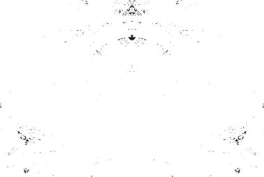 Grunge üst üste biniyor. Soyut siyah-beyaz vektör arkaplanı. Çatlak, leke ve noktalarda kirli desenli tek renkli klasik yüzey. Karanlık korku tarzında eski bir duvar.