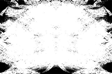 Grunge siyah beyaz desen. Monokrom parçacıkları soyut doku. Çatlakların, sürtünmelerin, çiplerin, lekelerin, mürekkep lekelerinin geçmişi. Koyu tasarım arka plan yüzeyi. 