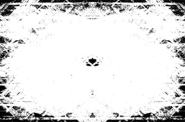 Grunge siyah beyaz desen. Monokrom parçacıkları soyut doku. Çatlakların, sürtünmelerin, çiplerin, lekelerin, mürekkep lekelerinin arka planı