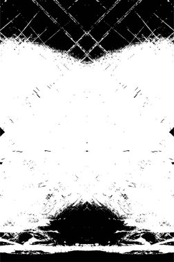 Grunge siyah beyaz desen. Monokrom parçacıkları soyut doku. Çatlakların, sürtünmelerin, çiplerin, lekelerin, mürekkep lekelerinin arka planı