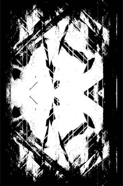 Grunge siyah beyaz desen. Monokrom parçacıkları soyut doku. Çatlakların, sürtünmelerin, çiplerin, lekelerin, mürekkep lekelerinin, çizgilerin geçmişi. Koyu tasarım arka plan yüzeyi. 