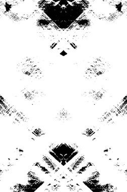 Grunge üst üste biniyor. Soyut siyah-beyaz vektör arkaplanı. Çatlak, leke ve noktalarda kirli desenli tek renkli klasik yüzey. Karanlık korku tarzında eski bir duvar.