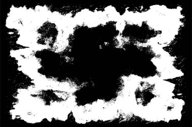 Grunge üst üste biniyor. Soyut siyah-beyaz vektör arkaplanı. Çatlak, leke ve noktalarda kirli desenli tek renkli klasik yüzey. Karanlık korku tarzında eski bir duvar.