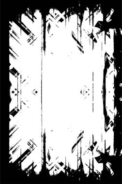 Siyah beyaz desenli, çizik ve lekeli sıkıntılı bir arkaplan. soyut vektör illüstrasyonu.