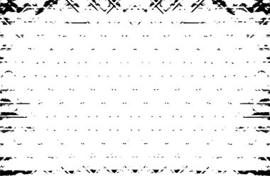 Siyah beyaz desenli, noktalı, çizik ve çizgili sıkıntılı bir arka plan. soyut vektör illüstrasyonu.