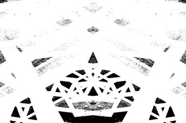 Grunge üst üste biniyor. Soyut siyah-beyaz vektör arkaplanı. Çatlak, leke ve noktalarda kirli desenli tek renkli klasik yüzey. Karanlık korku tarzında eski bir duvar.