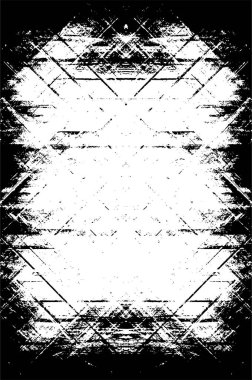 Grunge üst üste biniyor. Soyut siyah-beyaz vektör arkaplanı. Çatlak, leke ve noktalarda kirli desenli tek renkli klasik yüzey. Karanlık korku tarzında eski bir duvar.