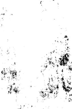 Grunge üst üste biniyor. Soyut siyah-beyaz vektör arkaplanı. Çatlak, leke ve noktalarda kirli desenli tek renkli klasik yüzey. Karanlık korku tarzında eski bir duvar.