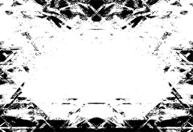 Grunge üst üste biniyor. Soyut siyah-beyaz vektör arkaplanı. Çatlak, leke ve noktalarda kirli desenli tek renkli klasik yüzey. Karanlık korku tarzında eski bir duvar.