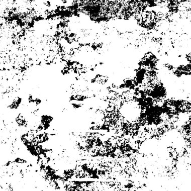 Grunge üst üste biniyor. Soyut siyah-beyaz vektör arkaplanı. Çatlak, leke ve noktalarda kirli desenli tek renkli klasik yüzey. Karanlık korku tarzında eski bir duvar.