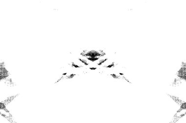 Grunge üst üste biniyor. Soyut siyah-beyaz vektör arkaplanı. Çatlak, leke ve noktalarda kirli desenli tek renkli klasik yüzey. Karanlık korku tarzında eski bir duvar.