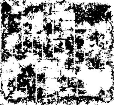 Grunge üst üste biniyor. Soyut siyah-beyaz vektör arkaplanı. Çatlak, leke ve noktalarda kirli desenli tek renkli klasik yüzey. Karanlık korku tarzında eski bir duvar.