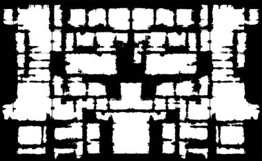 Grunge üst üste biniyor. Soyut siyah-beyaz vektör arkaplanı. Çatlak, leke ve noktalarda kirli desenli tek renkli klasik yüzey. Karanlık korku tarzında eski bir duvar.