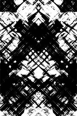 Grunge siyah beyaz desen. Monokrom parçacıkları soyut doku. Çatlakların, sürtünmelerin, çiplerin, lekelerin, mürekkep lekelerinin, çizgilerin geçmişi. Koyu tasarım arka plan yüzeyi.