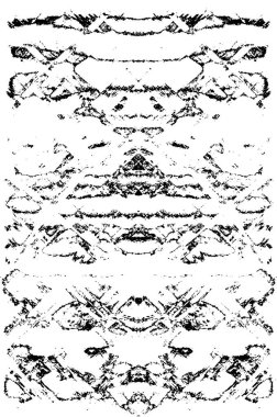 Grunge siyah beyaz desen. Monokrom parçacıkları soyut doku. Çatlakların, sürtünmelerin, çiplerin, lekelerin, mürekkep lekelerinin, çizgilerin geçmişi. Koyu tasarım arka plan yüzeyi.