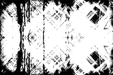 Grunge siyah beyaz desen. Monokrom parçacıkları soyut doku. Çatlakların, sürtünmelerin, çiplerin, lekelerin, mürekkep lekelerinin, çizgilerin geçmişi. Koyu tasarım arka plan yüzeyi.