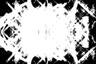 Grunge siyah beyaz desen. Monokrom parçacıkları soyut doku. Çatlakların, sürtünmelerin, çiplerin, lekelerin, mürekkep lekelerinin, çizgilerin geçmişi. Koyu tasarım arka plan yüzeyi.