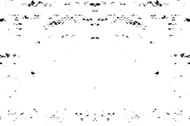 Grunge siyah beyaz desen. Monokrom parçacıkları soyut doku. Çatlakların, sürtünmelerin, çiplerin, lekelerin, mürekkep lekelerinin, çizgilerin geçmişi. Koyu tasarım arka plan yüzeyi.