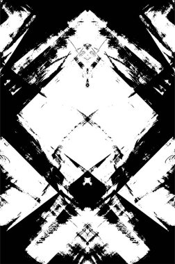 Grunge siyah beyaz desen. Monokrom parçacıkları soyut doku. Çatlakların, sürtünmelerin, çiplerin, lekelerin, mürekkep lekelerinin, çizgilerin geçmişi. Koyu tasarım arka plan yüzeyi.