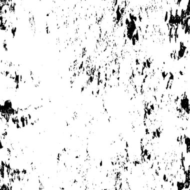 Grunge üst üste biniyor. Soyut siyah-beyaz vektör arkaplanı. Çatlak, leke ve noktalarda kirli desenli tek renkli klasik yüzey. Karanlık korku tarzında eski bir duvar.