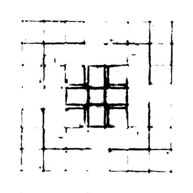 Grunge üst üste biniyor. Soyut siyah-beyaz vektör arkaplanı. Çatlak, leke ve noktalarda kirli desenli tek renkli klasik yüzey. Karanlık korku tarzında eski bir duvar.