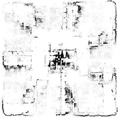 Grunge üst üste biniyor. Soyut siyah-beyaz vektör arkaplanı. Çatlak, leke ve noktalarda kirli desenli tek renkli klasik yüzey. Karanlık korku tarzında eski bir duvar.