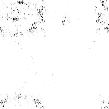 Grunge üst üste biniyor. Soyut siyah-beyaz vektör arkaplanı. Çatlak, leke ve noktalarda kirli desenli tek renkli klasik yüzey. Karanlık korku tarzında eski bir duvar.