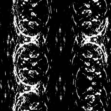 Grunge üst üste biniyor. Soyut siyah-beyaz vektör arkaplanı. Çatlak, leke ve noktalarda kirli desenli tek renkli klasik yüzey. Karanlık korku tarzında eski bir duvar.