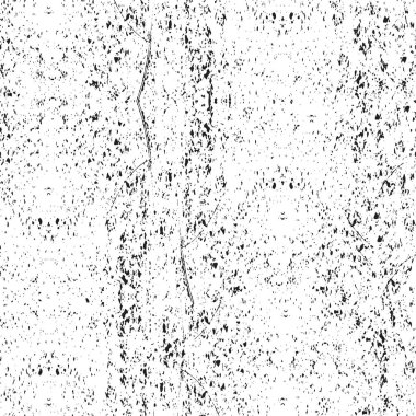 Grunge üst üste biniyor. Soyut siyah-beyaz vektör arkaplanı. Çatlak, leke ve noktalarda kirli desenli tek renkli klasik yüzey. Karanlık korku tarzında eski bir duvar.